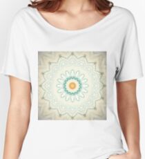 Pastel Yellow Baby Blue Mandala Women's Relaxed Fit T-Shirt