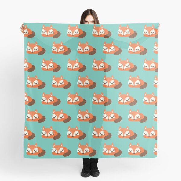 Sleeping Fox Repeat Print - Teal Scarf