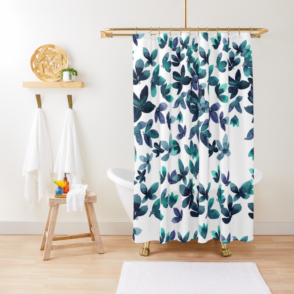 Born to Butterfly - Teal and Navy Palette Shower Curtain
