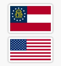 Georgia + amerikanische (USA) Flagge Sticker