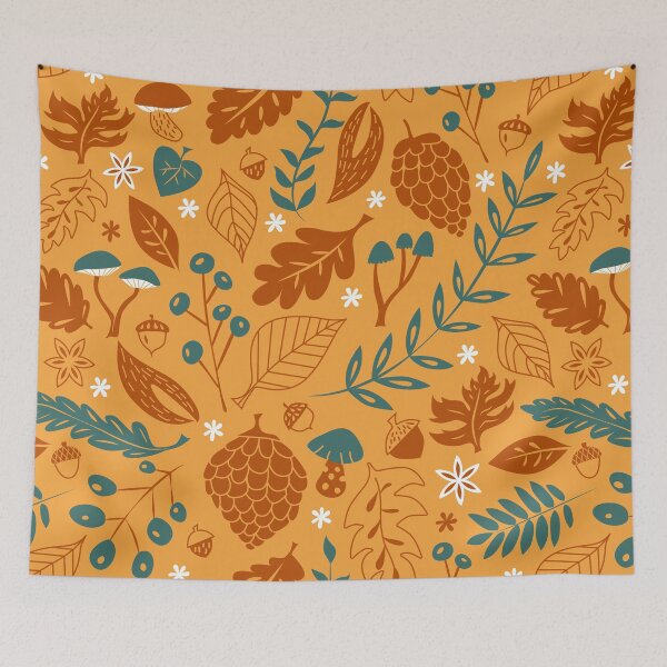Item preview, Fall Foliage with Acorns + Mushrooms designed and sold by latheandquill.