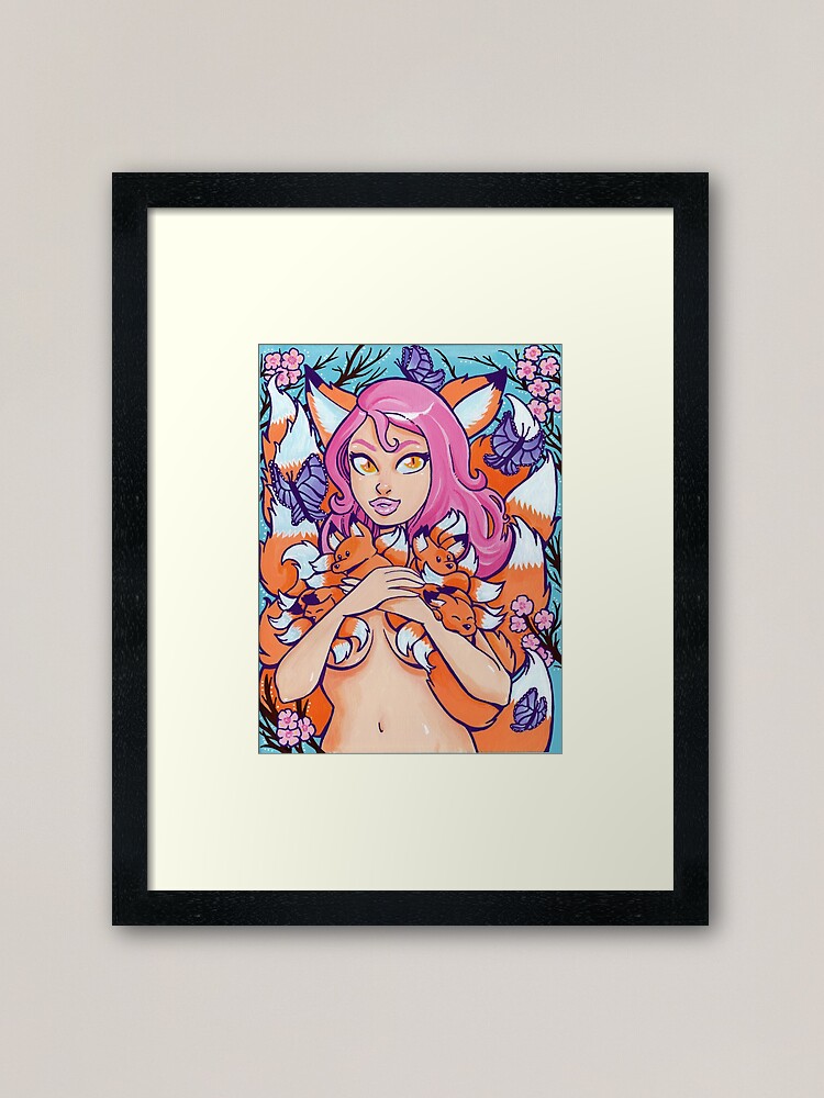 Alternate view of Kitsune in Bloom Framed Art Print