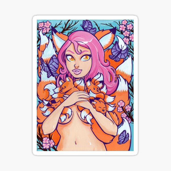 Kitsune in Bloom Sticker