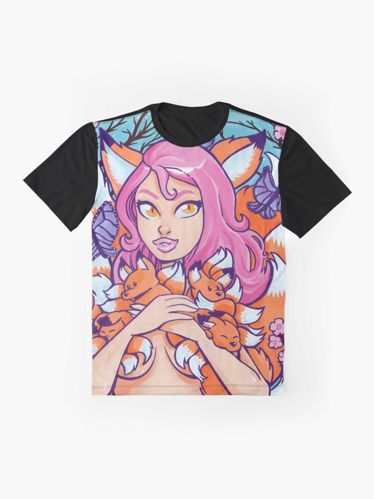 Alternate view of Kitsune in Bloom Graphic T-Shirt