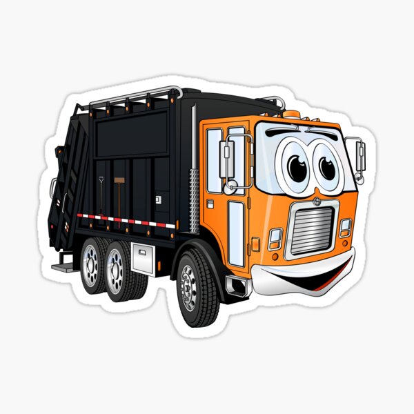 orange garbage truck drawing