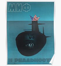 "Mythos und Wirklichkeit" Anti-Amerikanisches sowjetisches Propaganda-Plakat, UdSSR, 1983 Poster