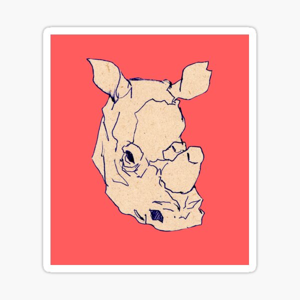 Pen Drawn Red Rhino Sticker