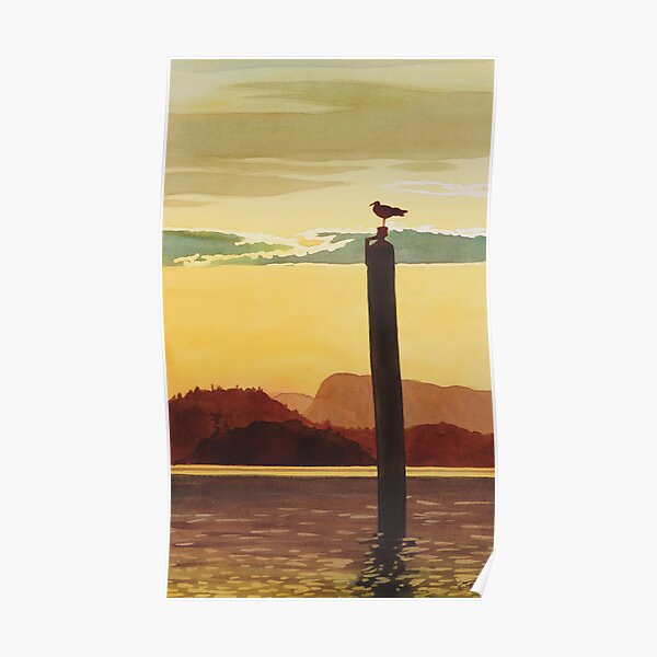 "Orcas Island Sunset" Watercolor Poster