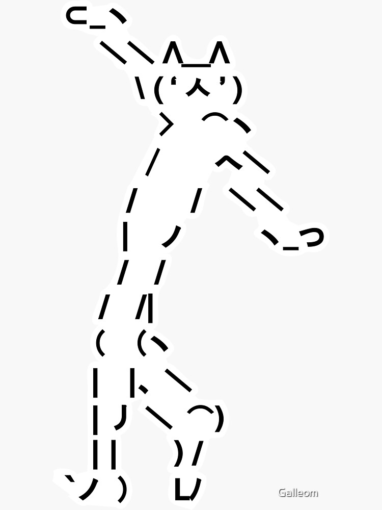 "Dancing Cat Emoticon 'ㅅ'" Sticker by Galleom Redbubble