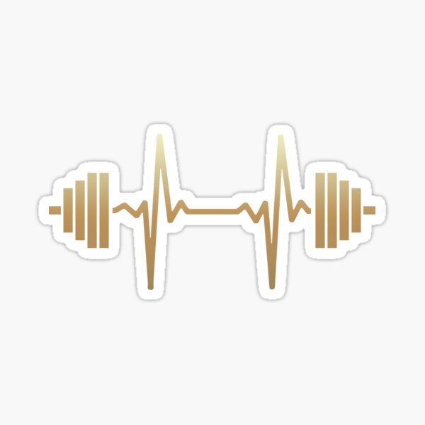 Item preview, Fitness Is Lifestyle Gold Stylish Barbell With Heartbeat designed and sold by k0rry.