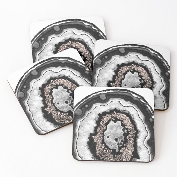 Item preview, Gray Black White Agate with Rose Gold Glam #3 (Photo of Glitter Only - Not Reflective) designed and sold by Anita's & Bella's Art.