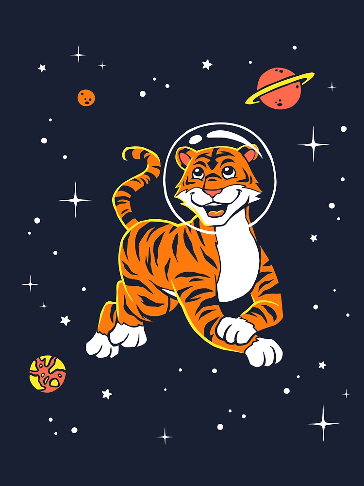 Tiger In Space T-Shirt - Cute Cartoon Big Cat Tiger In Space T-Shirt - Cute Cartoon Big Cat