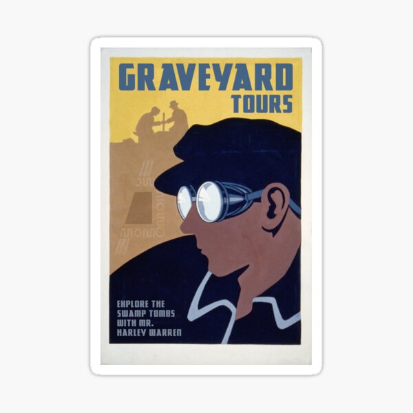 H.P. Lovecraft Travel Poster: Graveyard Tours ("Statement of Randolph Carter") Sticker