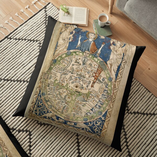 Psalter World Map (13th century) Floor Pillow