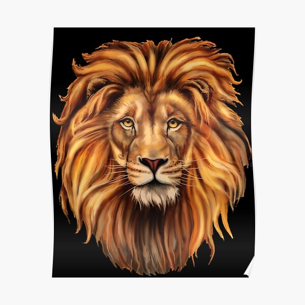 "Lion face print" Poster for Sale by markstones Redbubble