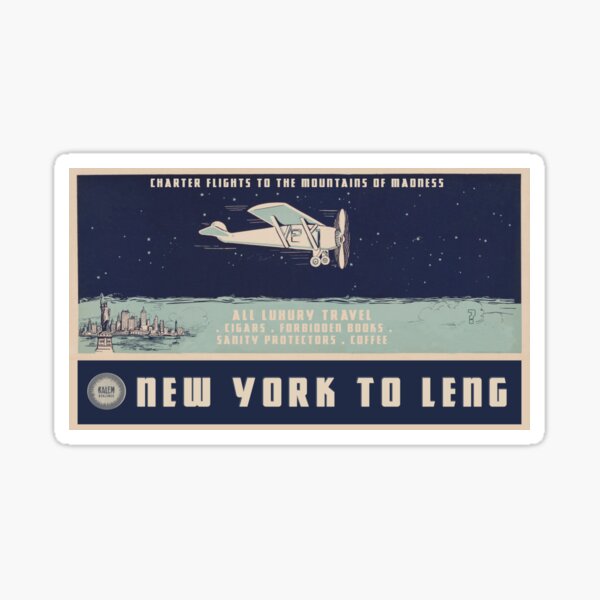 H.P. Lovecraft Travel Poster: New York to Leng ("At The Mountains of Madness") Sticker