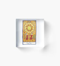The Sun Tarot Card With Dancers Illustration Graphic Acrylic Block
