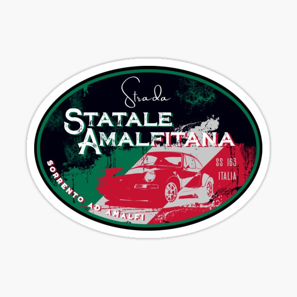 Item preview, Strada Statale Amalfitana Italy Classic Car Sticker + T-Shirt designed and sold by ROADTROOPER.