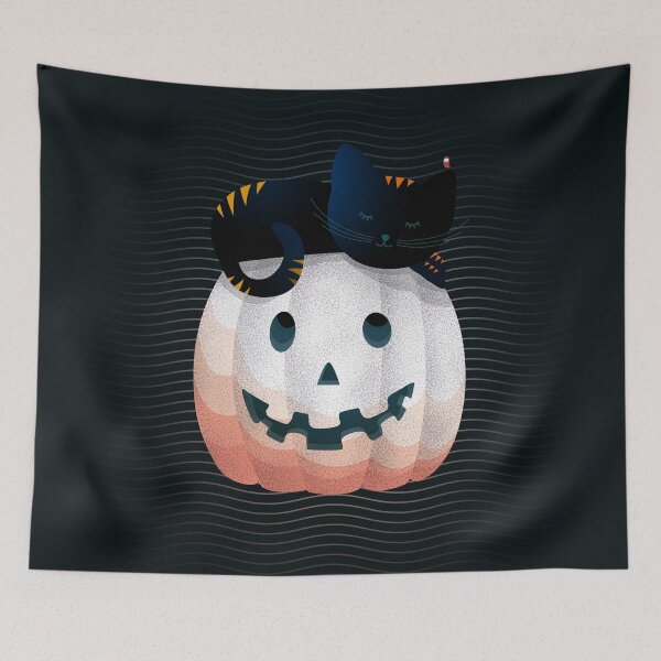 Item preview, Tired kitty on the Halloween pumpkin designed and sold by OwlyChic.
