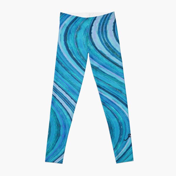 Watercolour Waves Blue Amanya Design Leggings