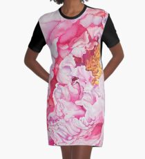 Rosa Pfingstrose Aquarell T-Shirt Kleid