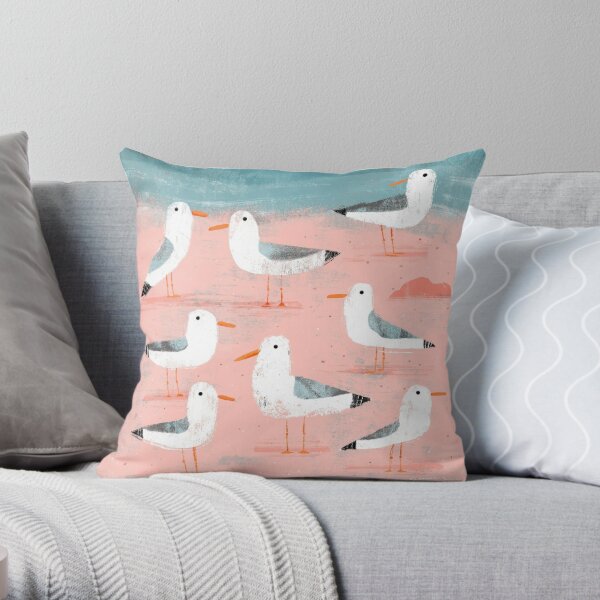 Seagulls on the Shore Throw Pillow