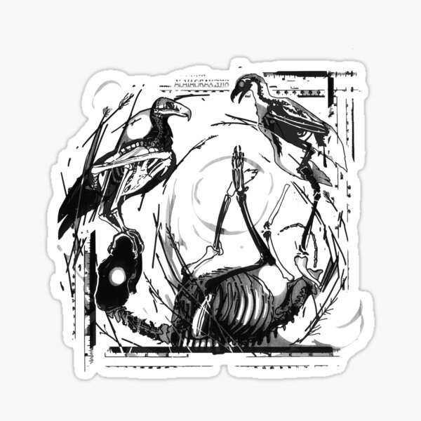 Vultures and dead dog Sticker
