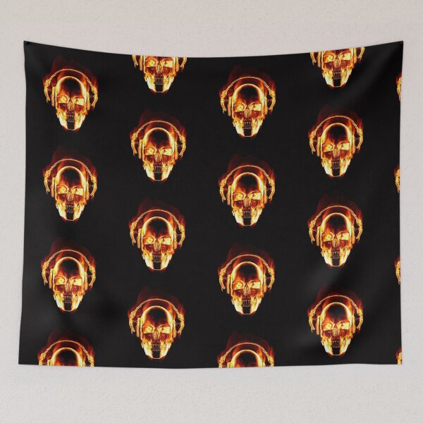 Item preview, Red Hot Jam Session - Fiery Skull + headphones designed and sold by clearviewstock.