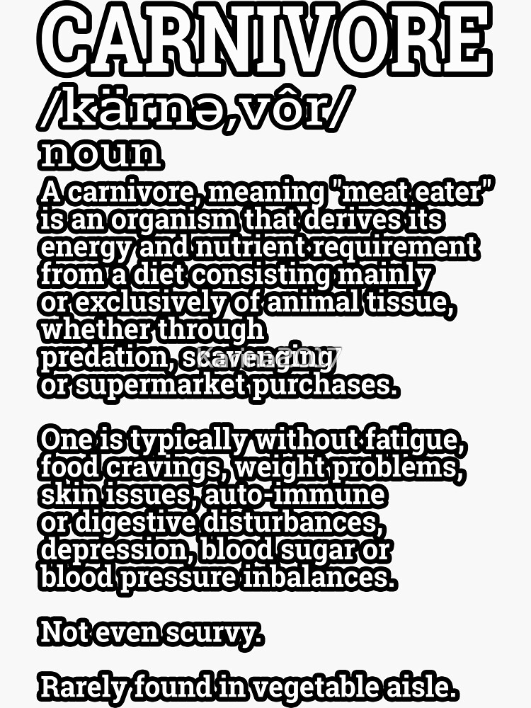 "Definition of Carnivore Carnivorous Gifts for Meat Eaters" Sticker