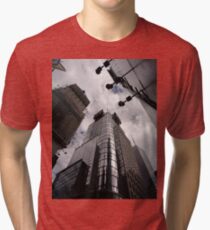 #Manhattan, #NewYork, #NewYorkCity, #buildings, #streets, #pedestrians, #people, #cars, #building, #architecture, #city, #skyscraper #sky, #urban, #glass, #downtown, #tower, #skyline, #tall Tri-blend T-Shirt