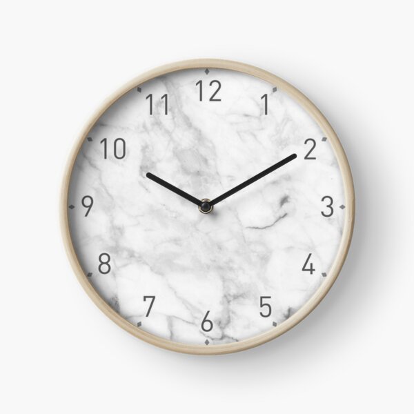White gray marble texture Clock