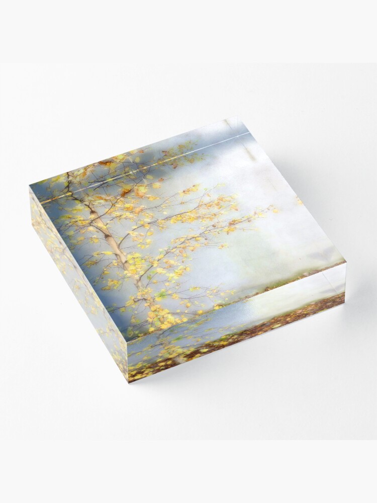 Alternate view of Yellow Leaves Acrylic Block