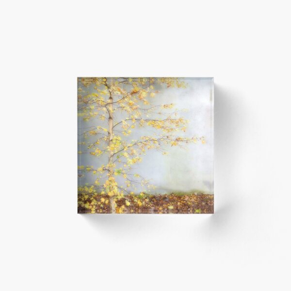 Yellow Leaves Acrylic Block
