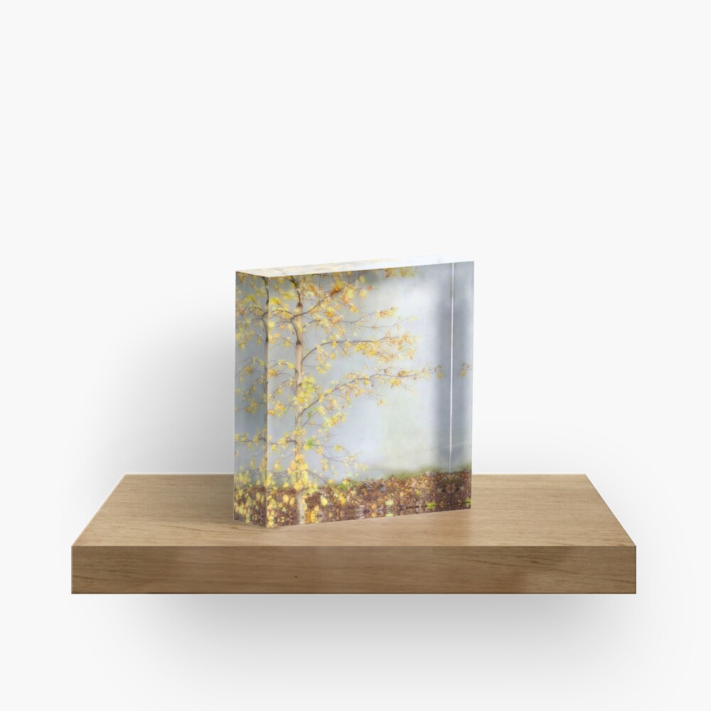 Yellow Leaves Acrylic Block