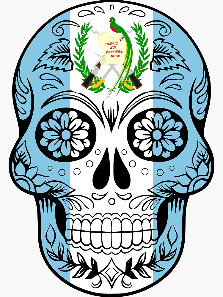 Pegatina Cráneo De Guatemala Patriótico De Inkedtee Redbubble