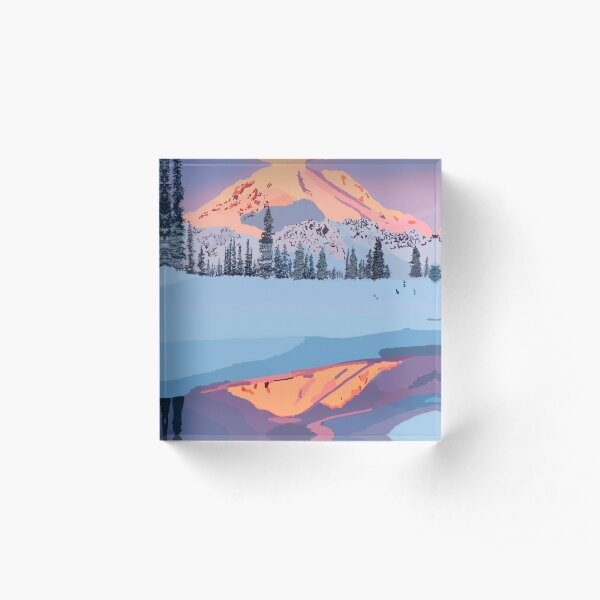 calm snowy mountain Acrylic Block