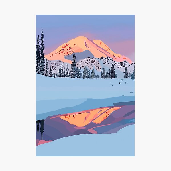 calm snowy mountain Photographic Print