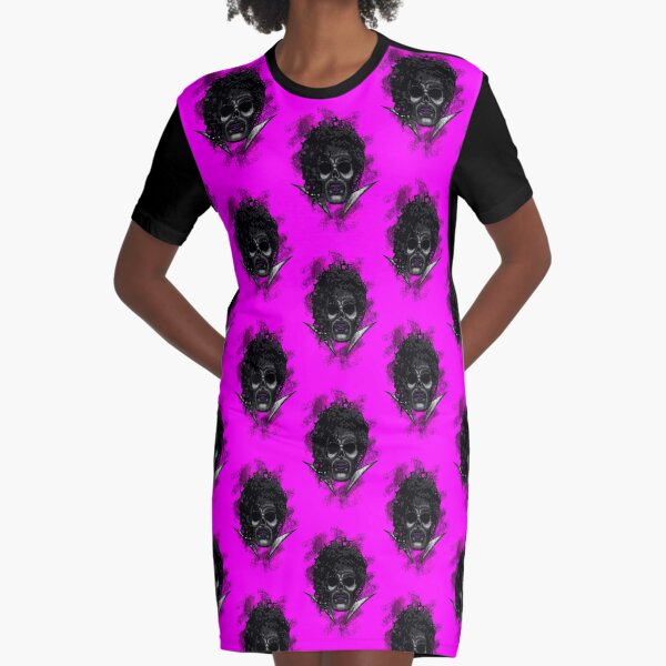 Errorface Skull Icons - Purple Man Graphic T-Shirt Dress