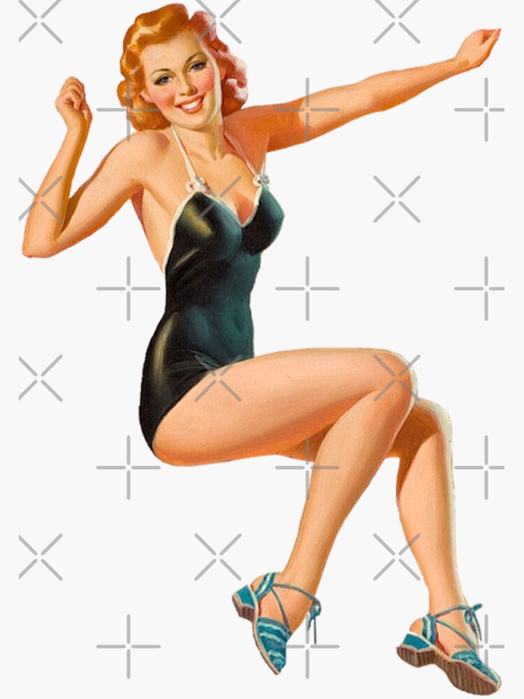 Pin Up Girl Ginger Pin Up Sticker For Sale By Wandastar Redbubble