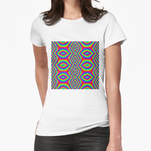 #abstract, #pattern, #green, #colorful, #illustration, #wallpaper, #seamless, #design, #blue, #psychedelic, #art, #graphic, #fractal, #red, #texture Fitted T-Shirt