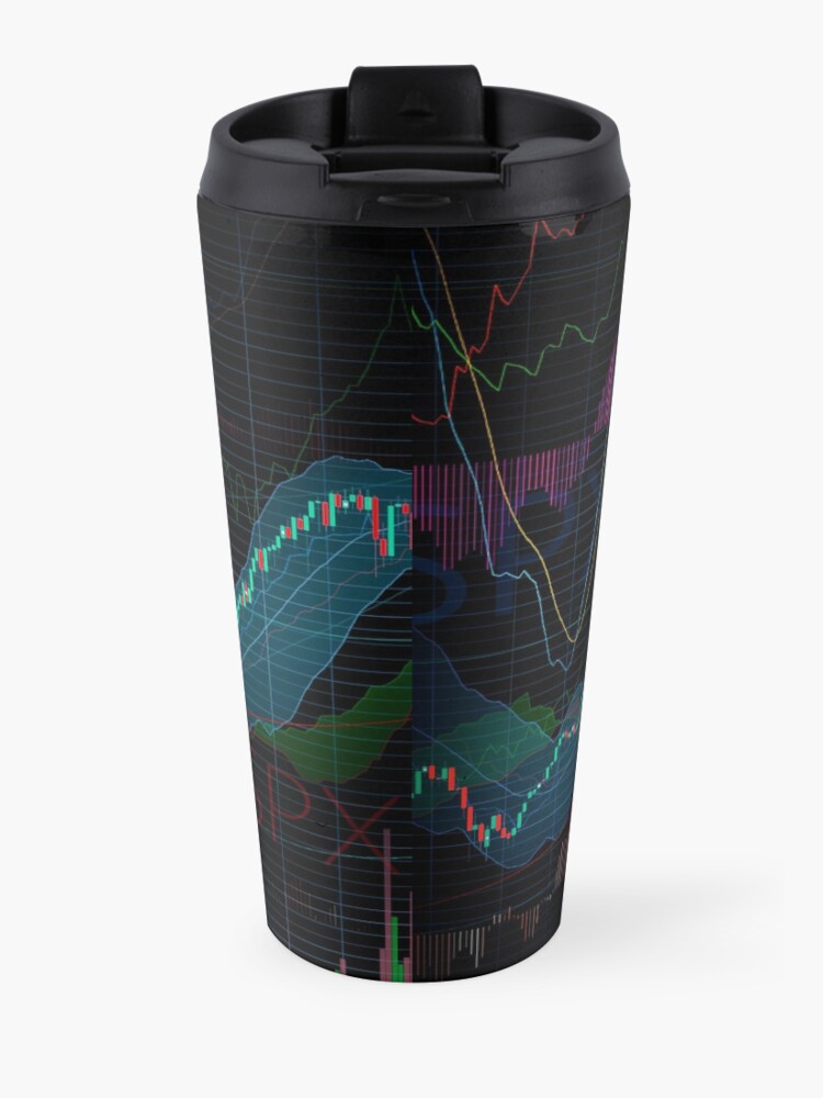 Alternate view of Stock market SPX500 trading chart display indicators concept art print Travel Mug