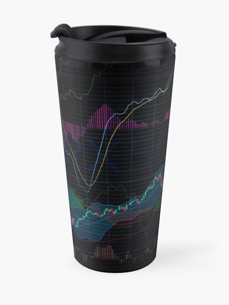 Alternate view of Stock market SPX500 trading chart display indicators concept art print Travel Mug