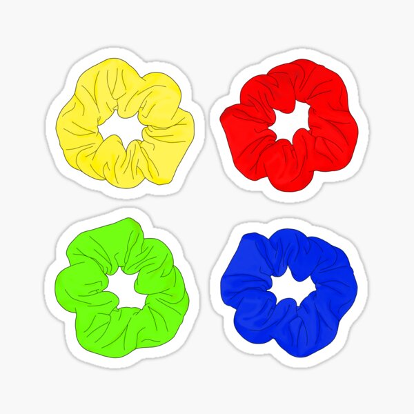 Primary color (and green) scrunchie set Sticker