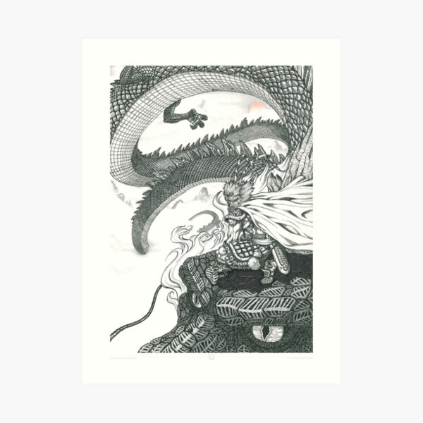 Japanese painting Chinese dragon Art Board Print by Tho0mX