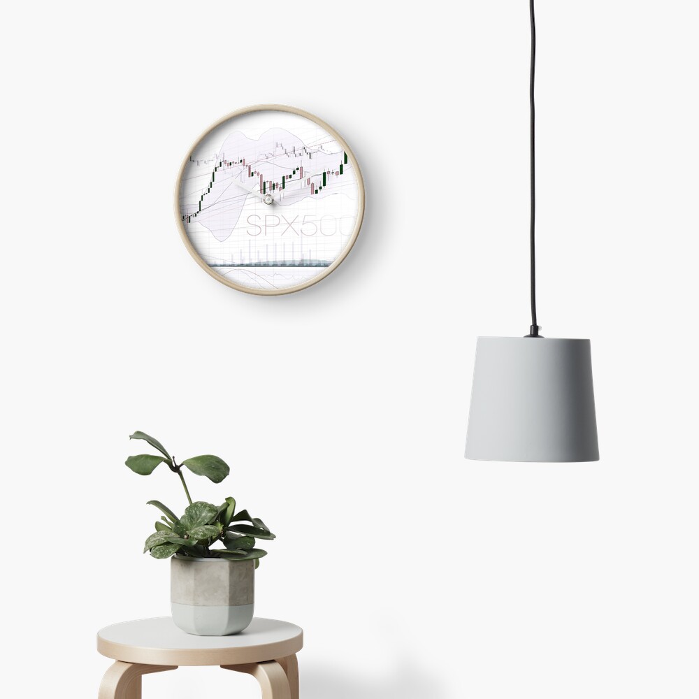 Stock market charts trading and investment concept art photo print Clock