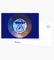 UFO Alien Abuduction Graphic Postcards