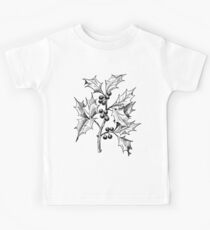 Vintage Holly Sprig // Christmas Holly Sprig Kids Tee