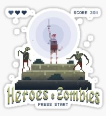 Pixel Arcade Gamer Shirt Heroes & Zombies Sticker