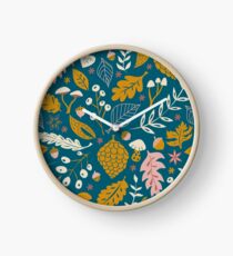Fall Foliage in Gold + Blue Clock