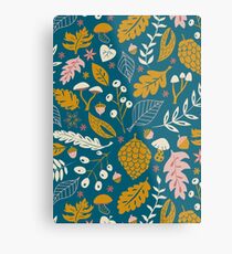Fall Foliage in Gold + Blue Metal Print